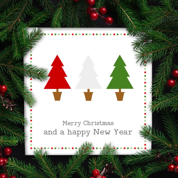 Three Christmas Trees Christmas Cards