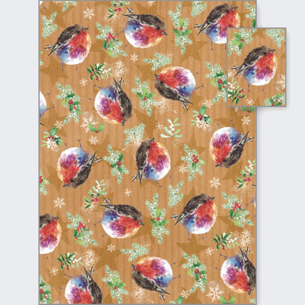 Fluffy Robin Wrapping Paper - Image 3