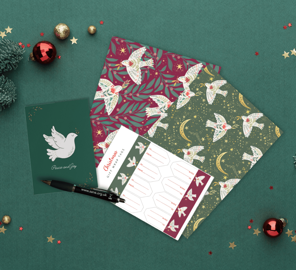 Doves Christmas Bundle (5 cards and envelopes + 4 wrapping paper sheets)
