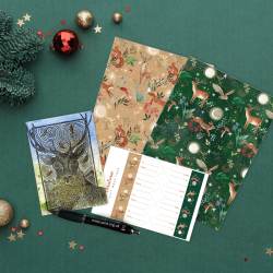Festive Woodland Bundle (5 cards and envelopes + 4 wrapping paper sheets)
