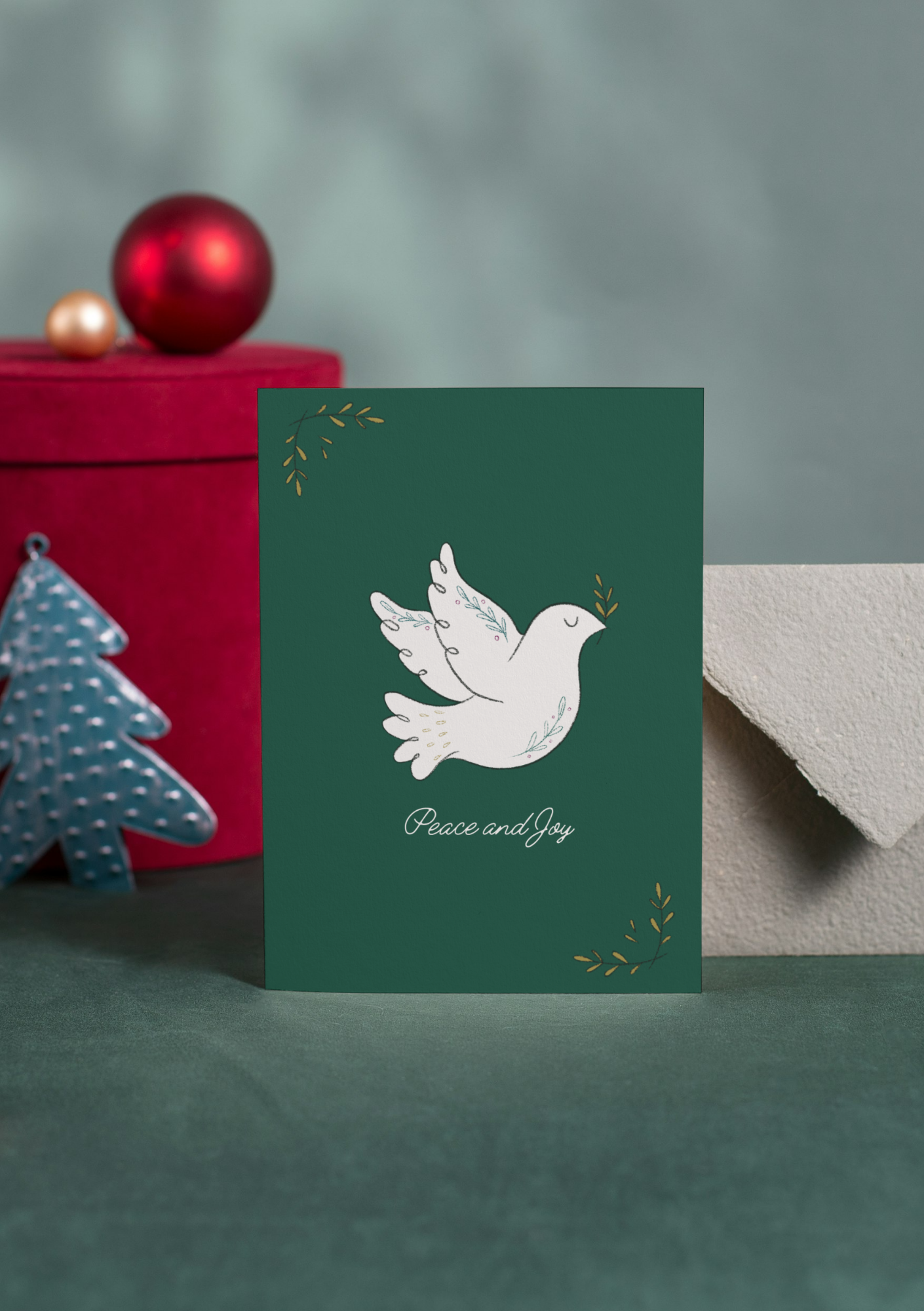 Doves Christmas Bundle (5 cards and envelopes + 4 wrapping paper sheets) - Image 2