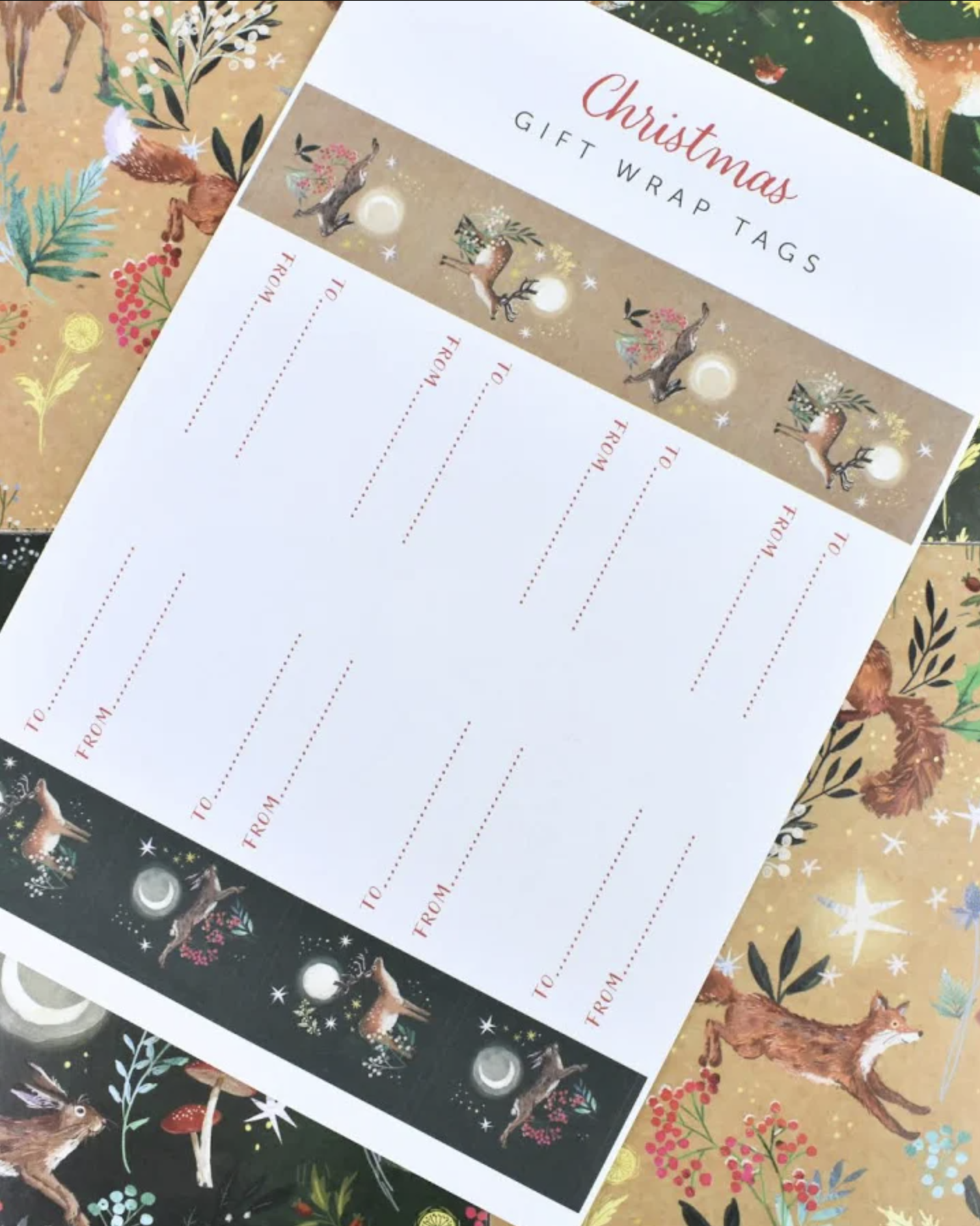 Festive Woodland Bundle (5 cards and envelopes + 4 wrapping paper sheets) - Image 5
